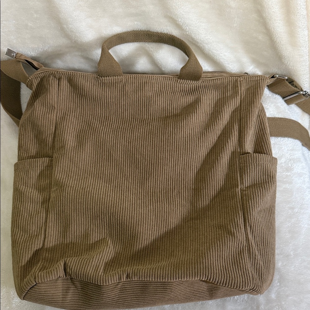 Kalidi Stylish Tan Corduroy Women's Tote Bag - Picture 3 of 8